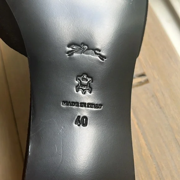 🆕 Longchamp Drawcord Toggle Leather and Suede Sandal in Black. Size 40 - Picture 5 of 9